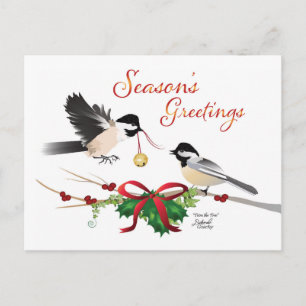 Chickadees Christmas Flat Postcard