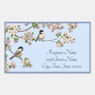 Chickadees & Flowers Cute Birds Address Label
