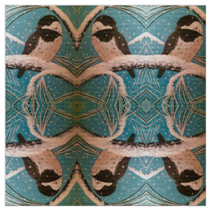 Chickadees in Holiday Branches Fabric