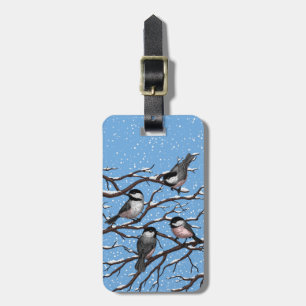 Chickadees in winter luggage tag