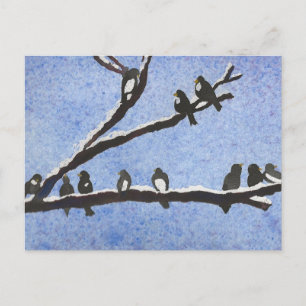 Chickadees on Snowy Branches Postcard