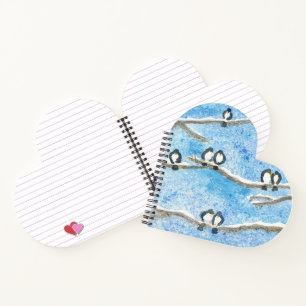 Chickadees on Tree Branch in Snow Spiral Notebook