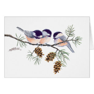 CHICKADEES & PINE CONES by SHARON SHARPE