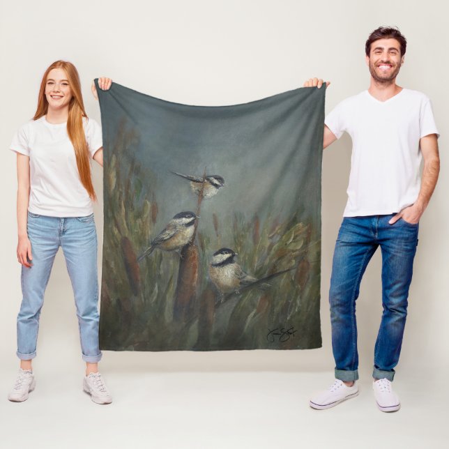 chickadees Pond Fleece Blanket (In Situ)