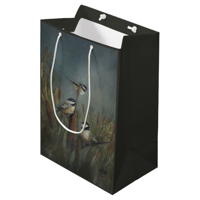 Chickadees Pond Medium Gift Bag (Front Angled)
