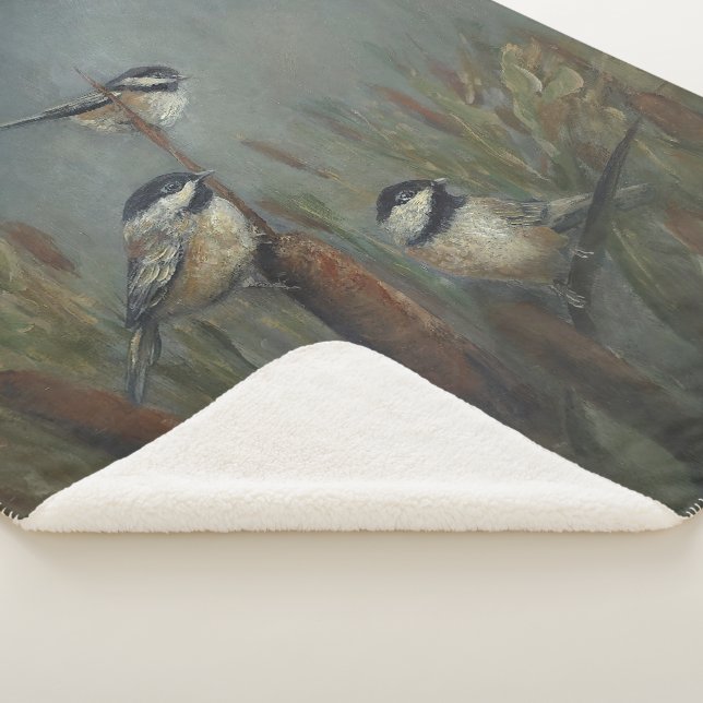 chickadees Pond Sherpa Blanket (3/4)