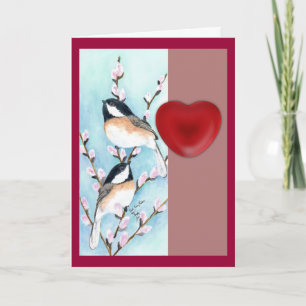 chickadees valentine holiday card