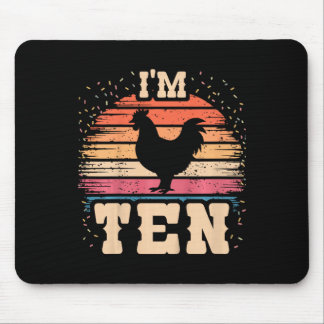 Chicken 10 Year Old Birthday Boy Girl 10th Chicken Mouse Pad