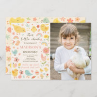Chicken 1st Birthday Party Photo Invitation