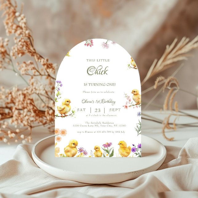 Chicken 1st birthday This Chick is one Birthday  Invitation (Creator Uploaded)