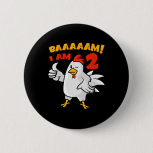 Chicken 2nd Birthday Party Farm Chick Rnyard Cluck 6 Cm Round Badge