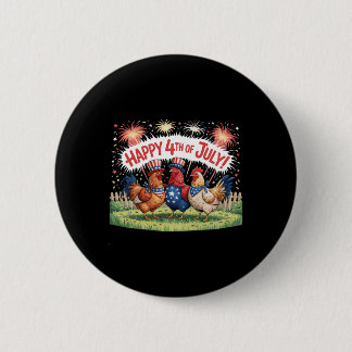 Chicken 4th Of July Farm Independence Day Usa Fire 6 Cm Round Badge