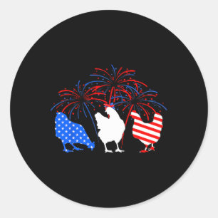 Chicken 4th Of July Firework American Flag Chicken Classic Round Sticker