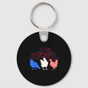 Chicken 4th Of July Firework American Flag Chicken Key Ring