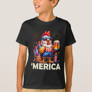 Chicken 4th Of July Fireworks Shirt Chicken Drinki