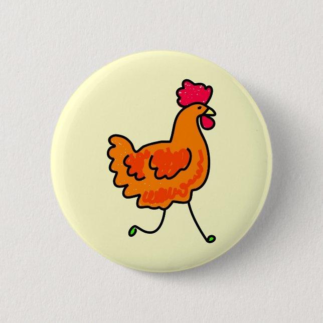 chicken 6 cm round badge (Front)