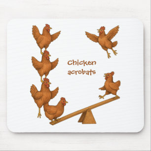 Chicken acrobats mouse pad