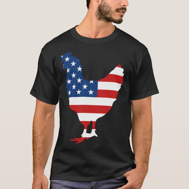 Chicken American Flag   T-Shirt (Front)