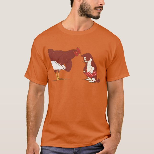 Chicken And Cat Panties T-Shirt (Front)