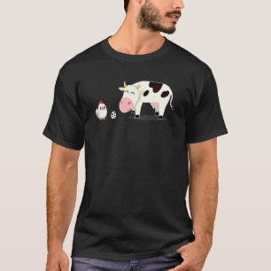 Chicken And Cow With Egg Cowgirl Chicken Lady Far T-Shirt