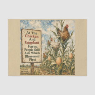 Chicken And Eggplant Farm Surreal Country Cartoon Tissue Paper