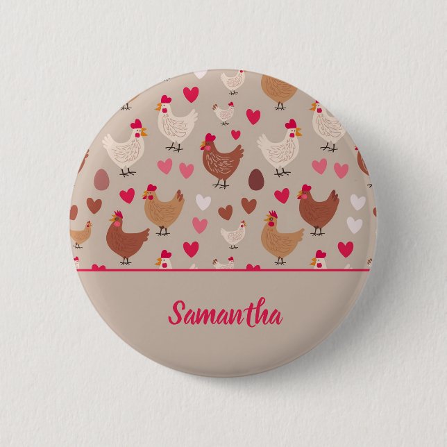 Chicken and Hearts button (Front)