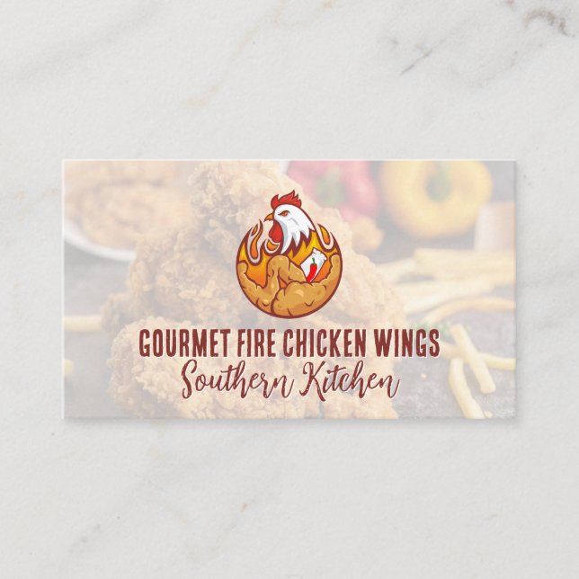 Chicken and Peppers Logo | Fried Chicken Business Card (Front)