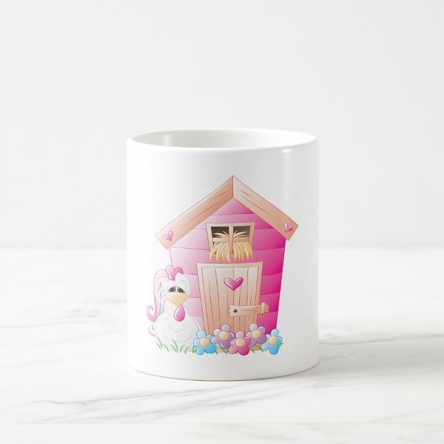Chicken and Pink Hen House with Flowers Coffee Mug (Creator Uploaded)