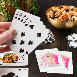Chicken and Pink Hen House with Flowers Playing Cards