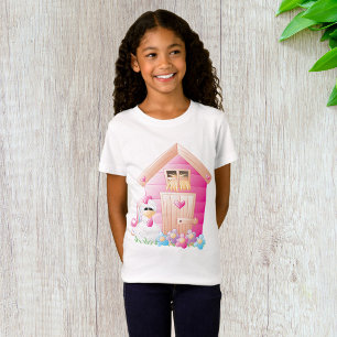Chicken and Pink Hen House with Flowers T-Shirt