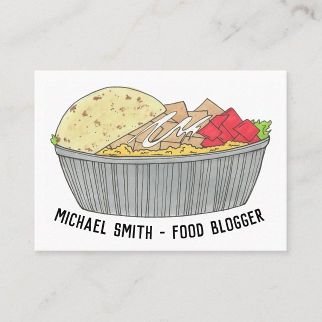 Chicken and Rice Platter Plate NYC Halal Cart Food Business Card (Front)