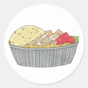 Chicken and Rice Platter Plate NYC Halal Cart Food Classic Round Sticker