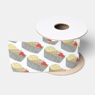 Chicken and Rice Platter Plate NYC Halal Cart Food Satin Ribbon