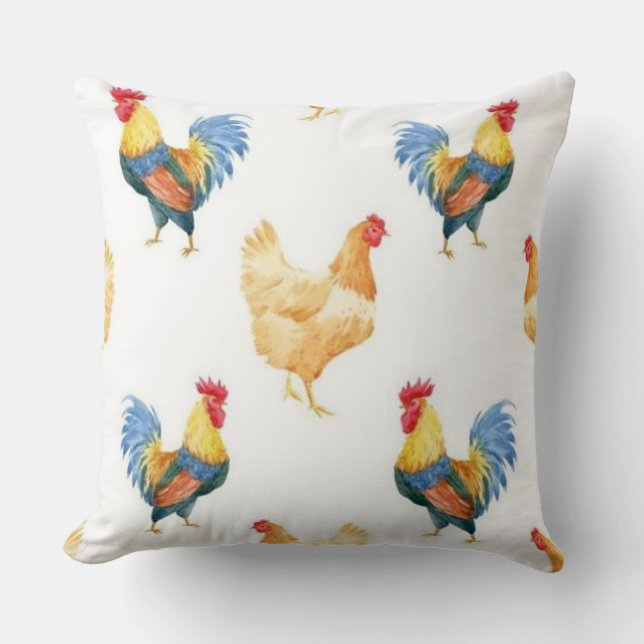 Chicken And Rooster Cushion (Front)