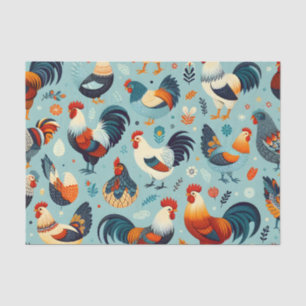 Chicken and Rooster Design Tissue Paper