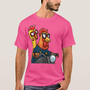 Chicken And Rubber Chicken Riding A Motorcycle Mot T-Shirt