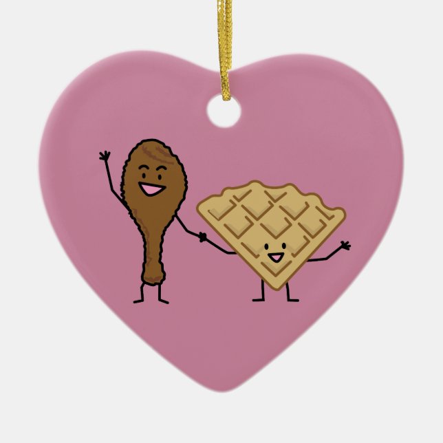 Chicken and Waffles American & Southern Cooking Ceramic Tree Decoration (Front)