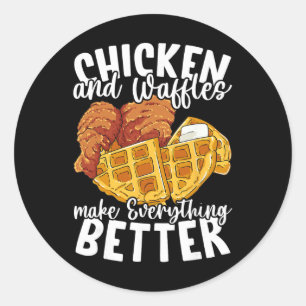Chicken And Waffles Brunch Food Funny  Classic Round Sticker