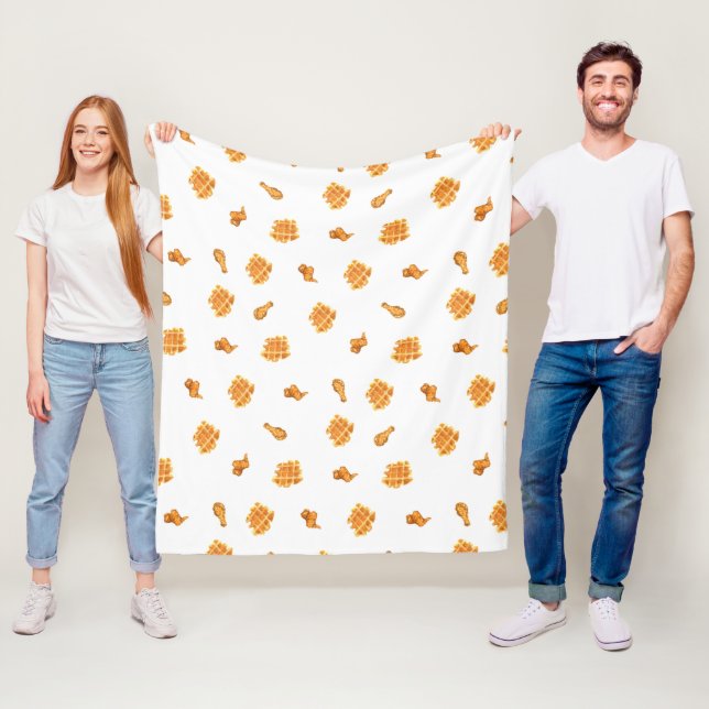 Chicken and Waffles Pattern Fleece Blanket (In Situ)
