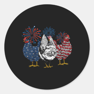 Chicken Animals Funny 4th Of July Fireworks Classic Round Sticker