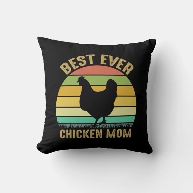 Chicken Art Best Ever Chicken Mum Cushion (Front)