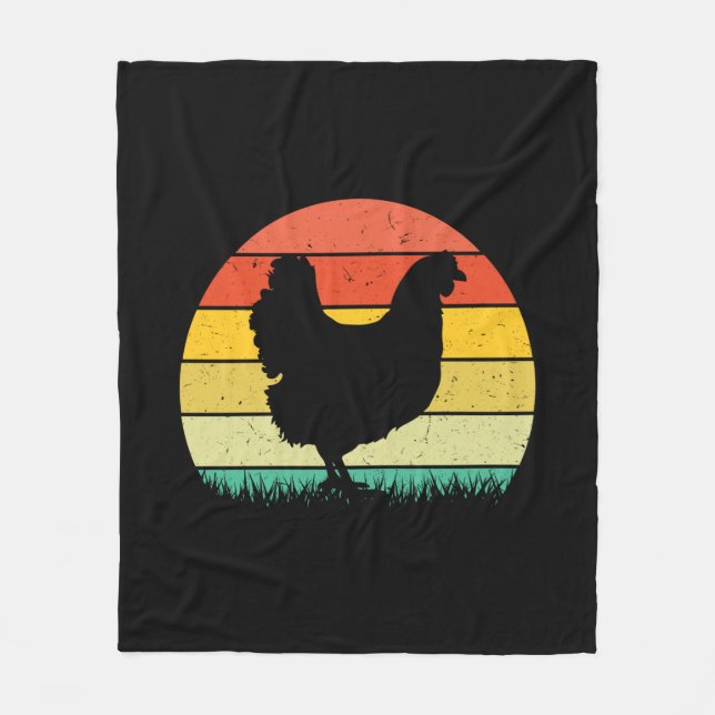 Chicken Art Chicken Retro Vintaage Fleece Blanket (Front)
