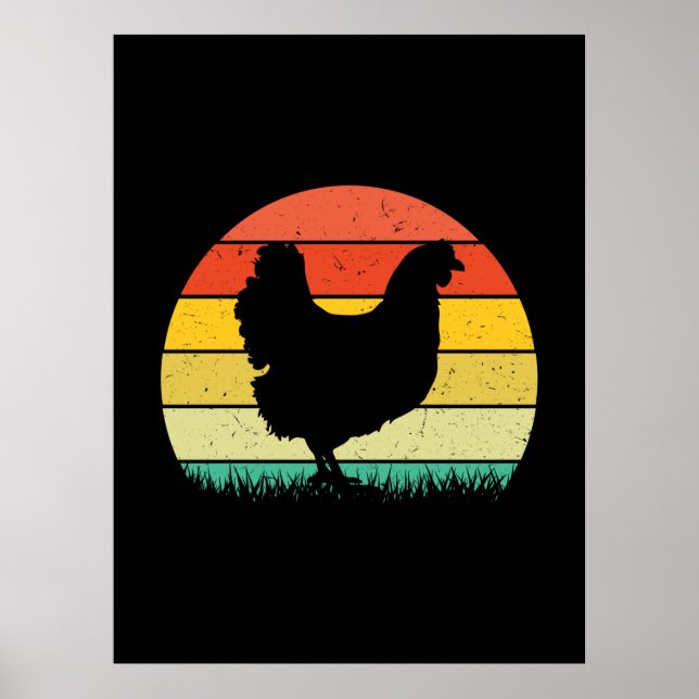 Chicken Art Chicken Retro Vintaage Poster (Front)