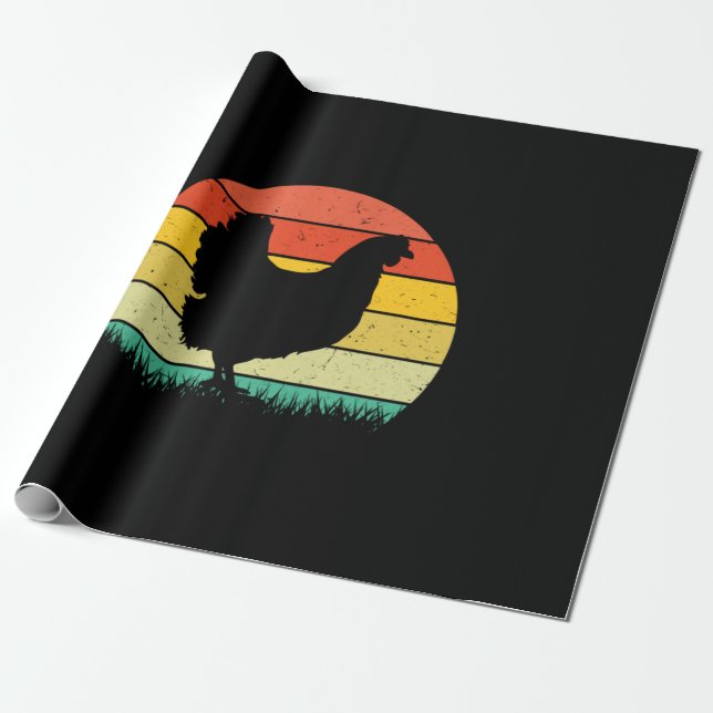 Chicken Art Chicken Retro Vintaage Wrapping Paper (Unrolled)