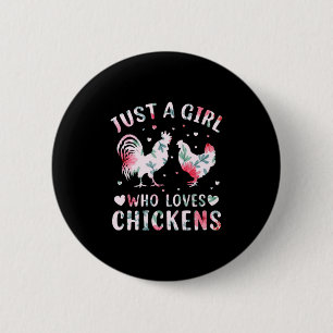 Chicken Art Girl Who Loves Chickens 6 Cm Round Badge