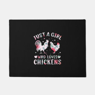 Chicken Art Girl Who Loves Chickens Doormat
