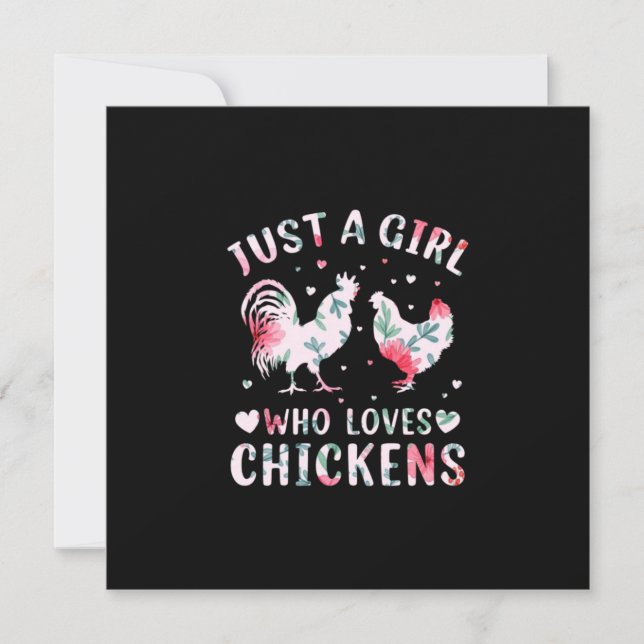 Chicken Art Girl Who Loves Chickens Holiday Card (Front)