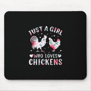 Chicken Art Girl Who Loves Chickens Mouse Pad