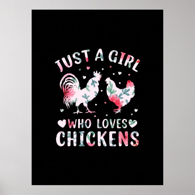Chicken Art Girl Who Loves Chickens Poster (Front)