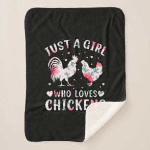 Chicken Art Girl Who Loves Chickens Sherpa Blanket